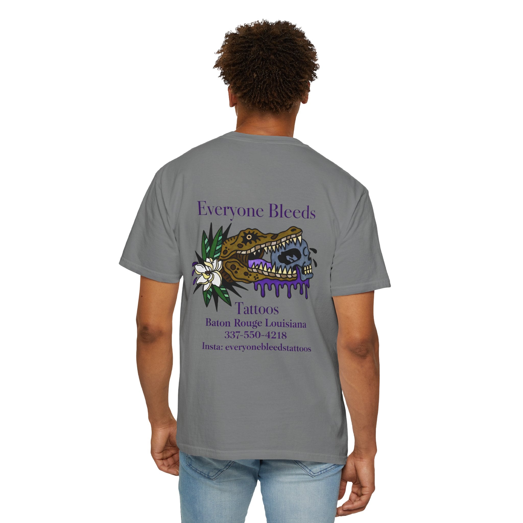 Everyone Bleeds Tattoo Shop T‑Shirt — Baton Rouge Tattoo Studio Logo Tee