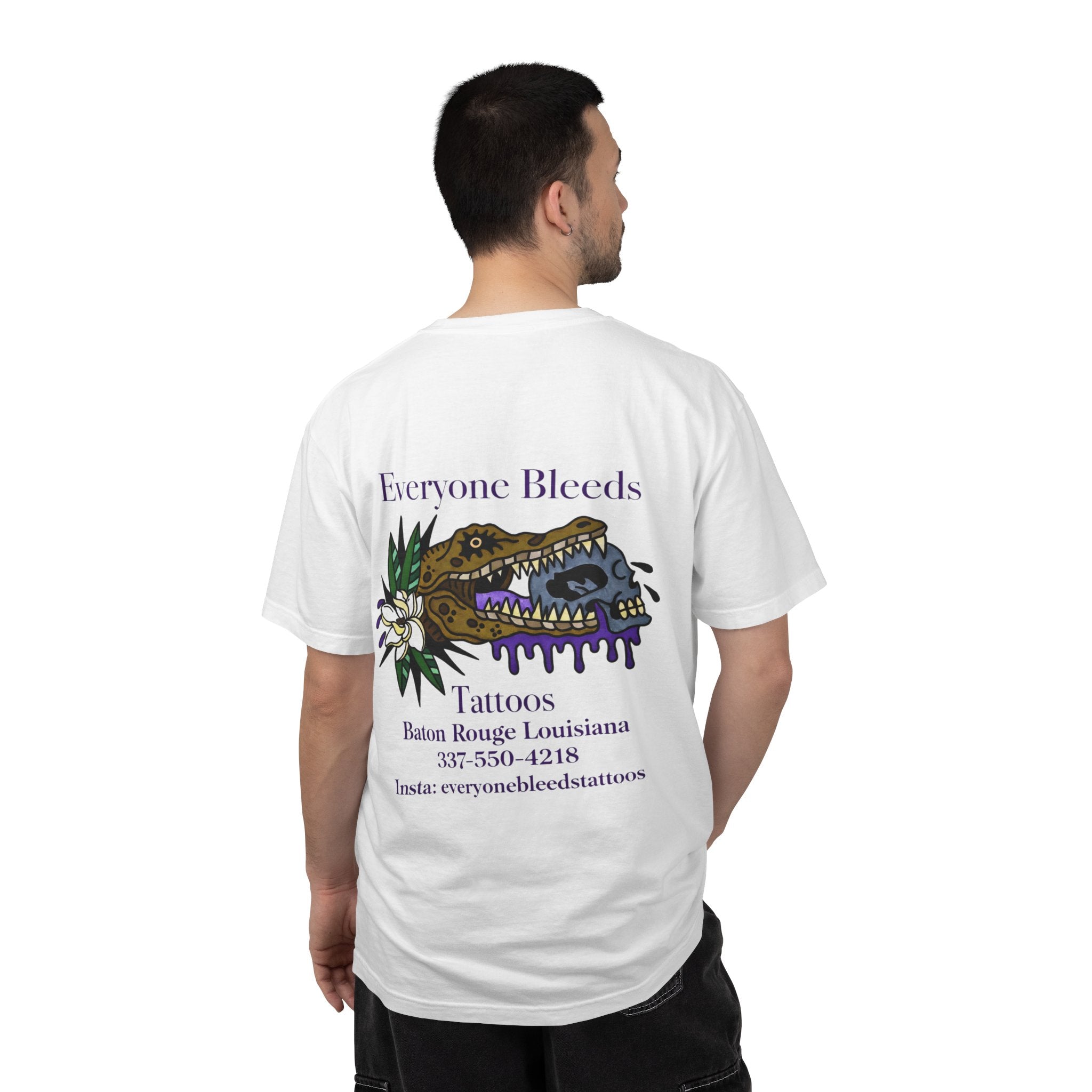 Everyone Bleeds Tattoo Shop T‑Shirt — Baton Rouge Tattoo Studio Logo Tee