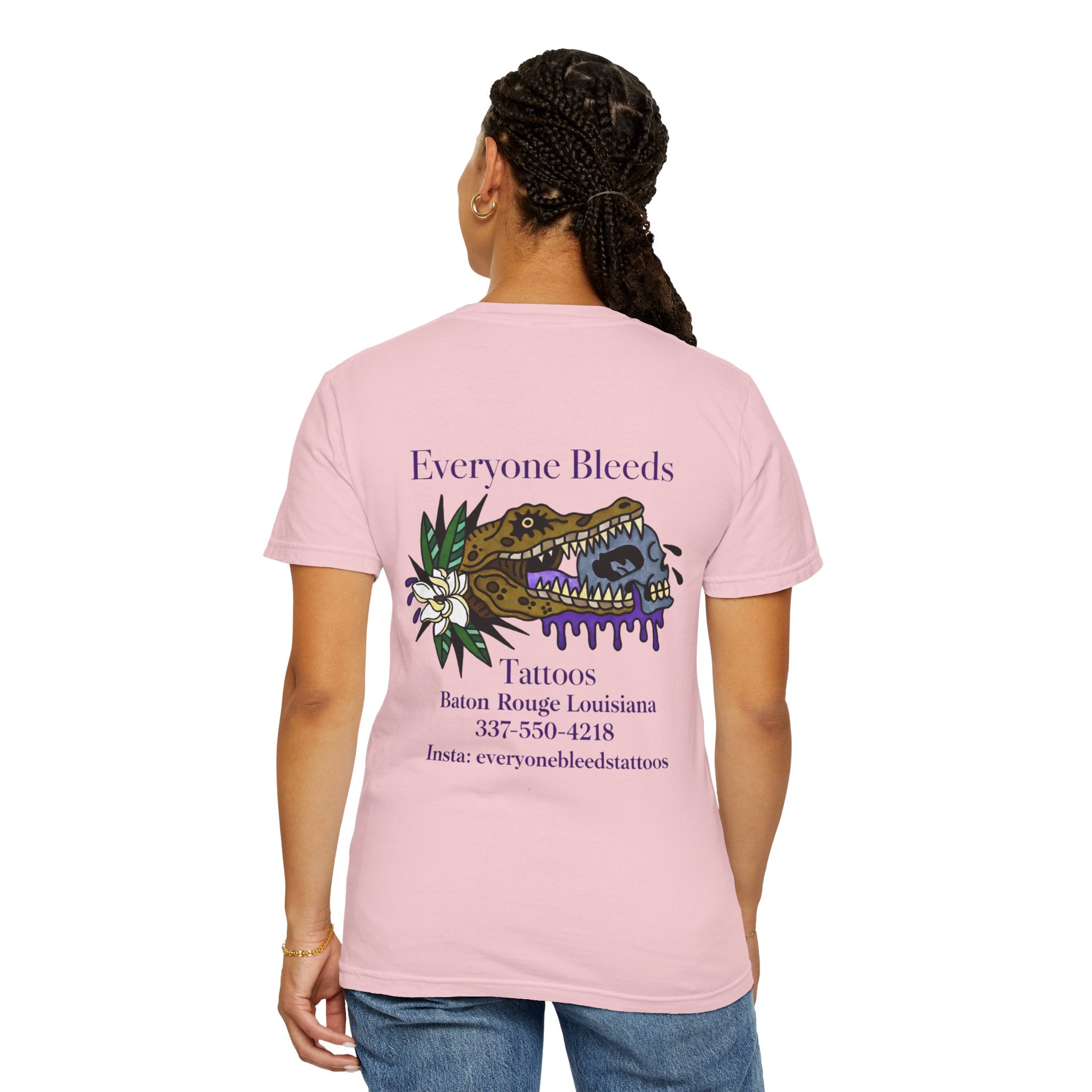 Everyone Bleeds Tattoo Shop T‑Shirt — Baton Rouge Tattoo Studio Logo Tee