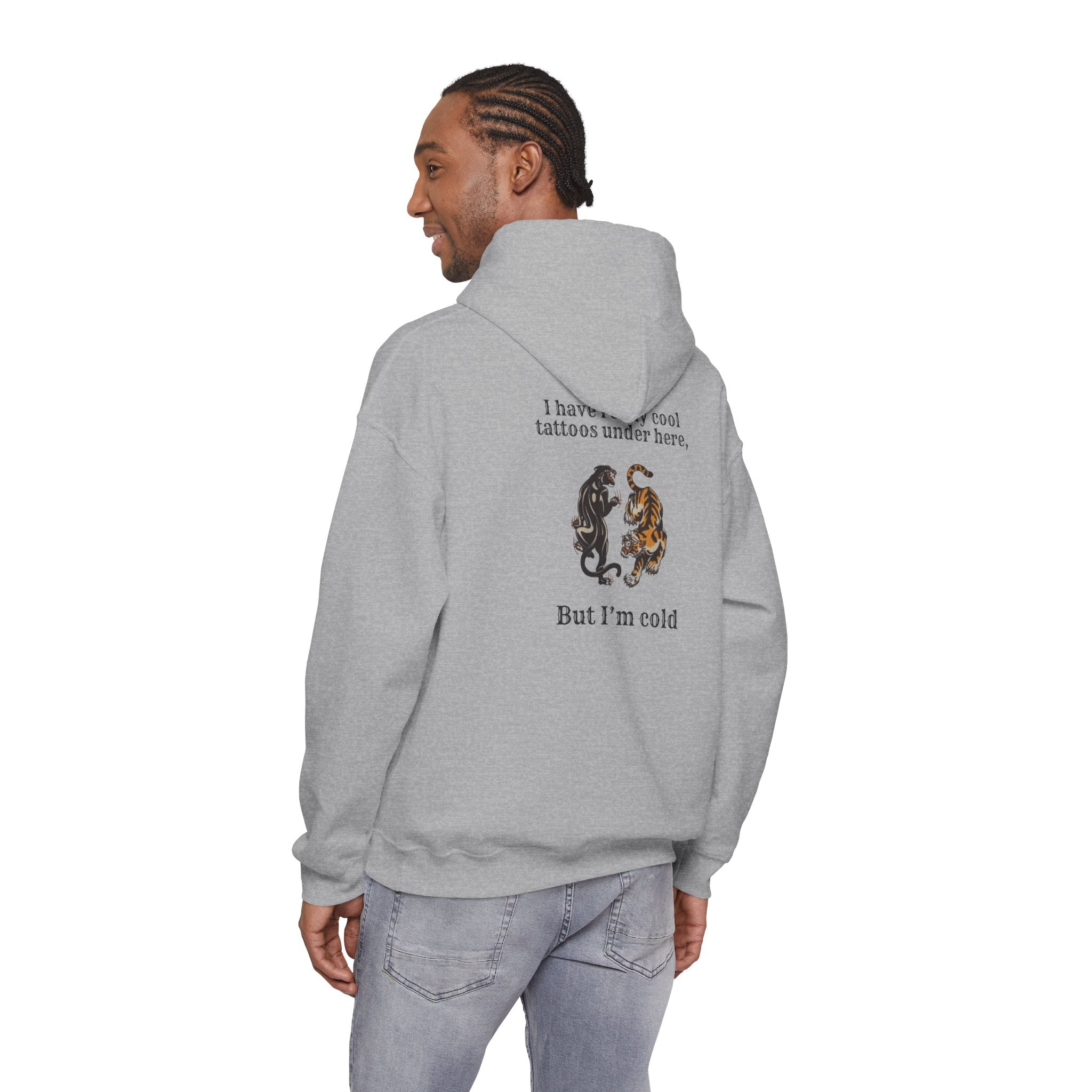 Tattooed Panthers Hoodie – “I Have Tattoos Under Here, But I’m Cold” Cozy Graphic Sweatshirt